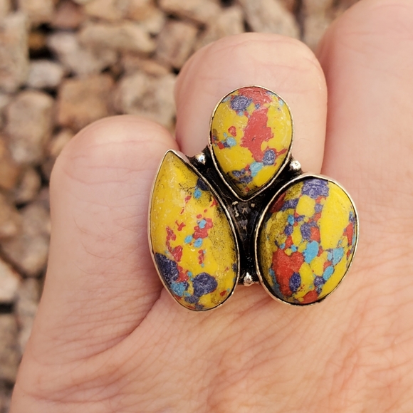 New Mosaic Balloon Jasper 925 Silver Ring. - Picture 7 of 12